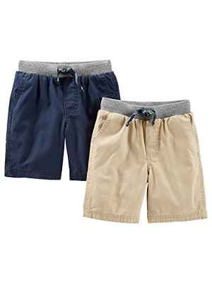 Simple Joys by Carter's pantalones cortos para niños pequeños, paquete de 2 ,Caqui, azul marino ,US 2T (EU 92-98)