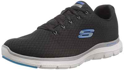 Skechers FLEX ADVANTAGE 4.0, Zapatillas Hombre, Black Textile/Blue Trim, 41.5 EU