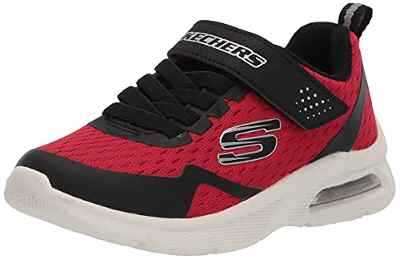 Skechers MICROSPEC MAX TORVIX, Zapatillas de deporte para Niños, Red & Black Textile & Trim/ Silver Trim, 34 EU