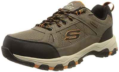 Skechers SELMEN CORMACK, Zapatillas para caminar para Hombre, Dark Taupe Leather W/ Synthetic & Mesh, 42 EU