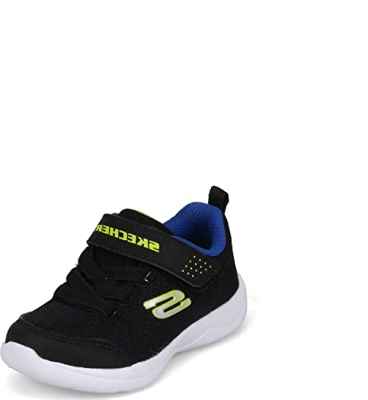 Skechers SKECH-STEPZ 2.0 MINI WANDERER, Zapatillas para Niños, Black Textile/ Synthetic/ Blue & Lime Trim, 26 EU