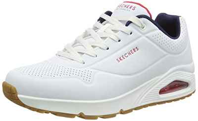 Skechers Uno - Stand On Air, Zapatillas de gimnasia Hombre, White Durabuck Navy Red Trim, 46 EU
