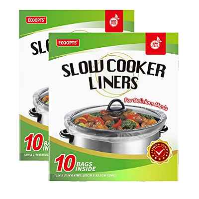 Slow Cooker Liners Bolsas de cocina lenta de ECOOPTS de 20 unidades | Bolsas de cocina grandes para 3-8.5 cuartos – 2 unidades