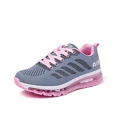 Smarten Zapatillas de Running Hombre Mujer Air Correr Deportes Calzado Verano Comodos Zapatillas Sport Grey Pink 38 EU