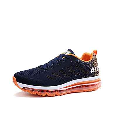 Smarten Zapatillas de Running Hombre Mujer Air Correr Deportes Calzado Verano Comodos Zapatillas Sport Blue Orange 37 EU