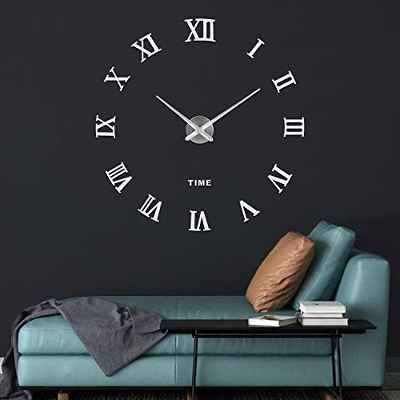 SOLEDI Reloj de Pared 3D DIY Reloj de Etiqueta de Pared Decoración Ideal para la Casa Oficina Hotel Restaurante Negro