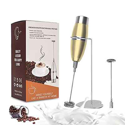 SPRIME espumador leche capuchino eléctrico espumador de leche mini batidora batidor de leche batidora pequeña Espumación rápida milk frother con soporte de acero inoxidable