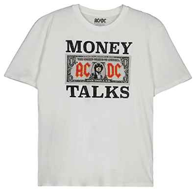 Springfield AC/DC Money Talks Camiseta, Ivory, S para Hombre