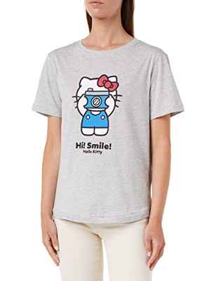 Springfield Camiseta Hello Kitty, Camiseta para Mujer, Gris (Dark Grey), M
