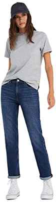 Springfield Jeans Straight Lavado Sostenible, Jeans Mujer, Azul Medio (Medium Blue), 38