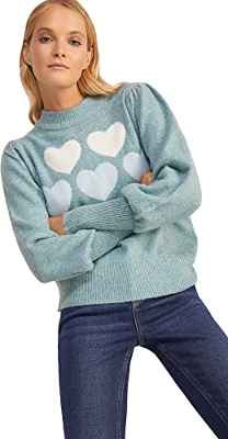Springfield Jersey Intarsia corazones Grandes, Suéter Mujer, Azul (Blues), S