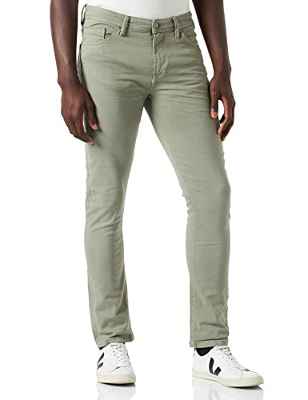 Springfield Pantalón 5 bolsillos color slim lavado, Pantalones Hombre, Verde (Green), 34