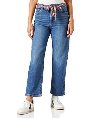 Springfield Pantalón Vaquero Straight Vintage, Azul Medio, 40 para Mujer