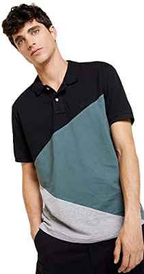 Springfield Polo Manga Corta Diagonal Camiseta, Azul/Pato, XL para Hombre