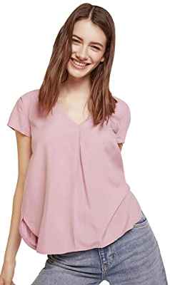 SPRINGFIELD Top Bimateria Camiseta, Morado/Lila, L para Mujer