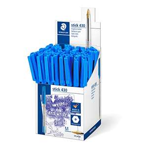 Staedtler Stick 430M3CP5. Bolígrafos de bola. Caja con 50 bolígrafos de punta media de color azul