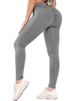 STARBILD Leggings Mallas Fitness Pantalones Deportivo de Mujer Cintura Alta Elástico Push Up para Training Yoga Pilates #Booty-Gris Pizarra M