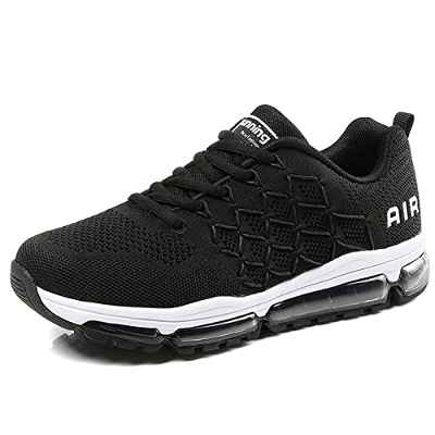 Sumateng Zapatillas Running Hombre Mujer Zapatos Deportivos Aire Libre para Correr Caminar Trabajar Negras Blancas 877 Black 44EU