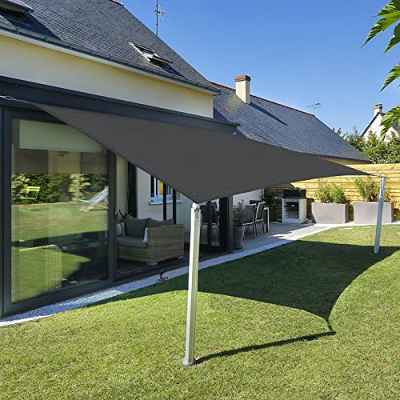 Sunnylaxx 3x4m Impermeable Toldo Vela de Sombra, Rectangular Grafito Toldos Exterior Terraza Protección Rayos UV para Exteriores, Pergola, Jardín,Terrazas