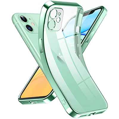 Supdeal Crystal Clear Case para iPhone 11, Nunca Amarillo, Funda con Protección de Cámara, Estuche de Silicona Transparente de Ajuste Suave, Carcasa Delgada y Ligera, 6,1", Verde Claro