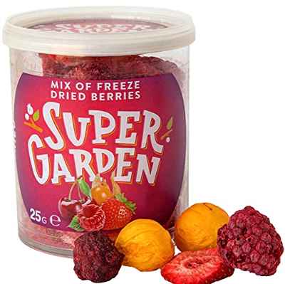 Super Garden mezcla de bayas liofilizadas - Snack saludable - Producto 100% puro y natural - Apto para veganos - Sin azúcares, aditivos artificiales ni conservantes añadidos - Sin gluten - No OMG