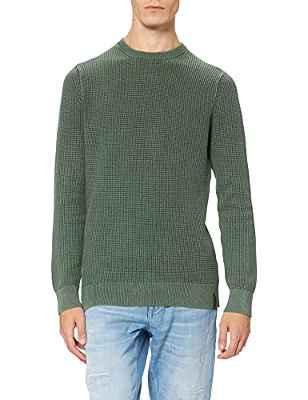 Superdry Academy DYED Textured Crew Sudadera, Washed Jungle Green, S para Hombre
