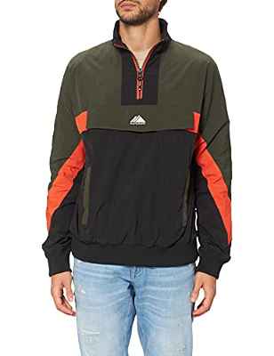 Superdry Colourblock Track Overhead Jacket Chaqueta, Surplus Goods Olive, M para Hombre