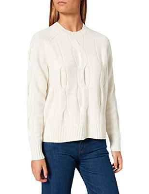 Superdry Studios Cable Knit Jumper Sudadera, Blanco Crudo, S para Mujer