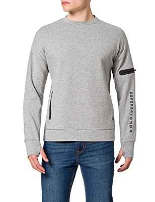 Superdry Sudadera de Entrenamiento Gymtech Crew para Hombre, Gris, M