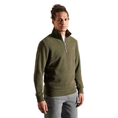 Superdry Vintage Logo Emb Zip Henley Sudadera, Olive Marl, M para Hombre