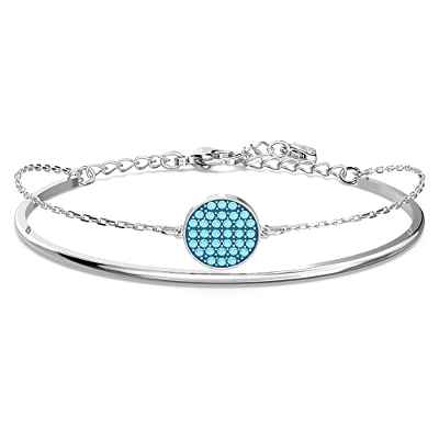 Swarovski Brazalete Ginger para Mujer, con Cristales de Color Aguamarina, en Baño de Rodio, Colección Ginger de Swarovski