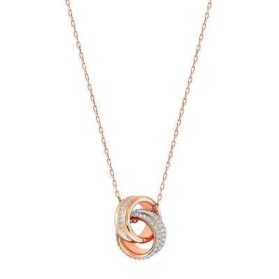 Swarovski Colgante Further, pequeño, Blanco, baño de Oro Rosa
