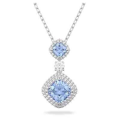 Swarovski Collar Angelic para Mujer, Cristales Colgantes Azules, Baño de Rodio, Colección Angelic de Swarovski