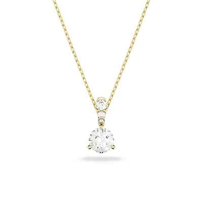 Swarovski Collar Solitaire para Mujer, con Cristales de Talla Redonda, Baño Tono Oro, Colección Solitaire de Swarovski