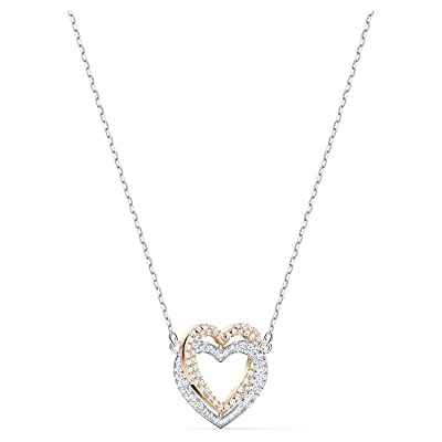 Swarovski Collar Swarovski Infinity Double Heart, blanco, combinación de acabados metálicos