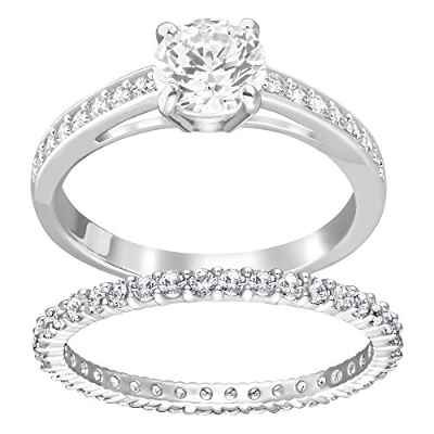 Swarovski Conjunto de anillos Attract, blanco, Baño de Rodio