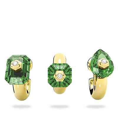 Swarovski Conjunto de Pendientes e Ear Cuffs Numinia para Mujer, Cristal Amarillo y Verde, en Baño Tono Oro, Colección Numinia de Swarovski