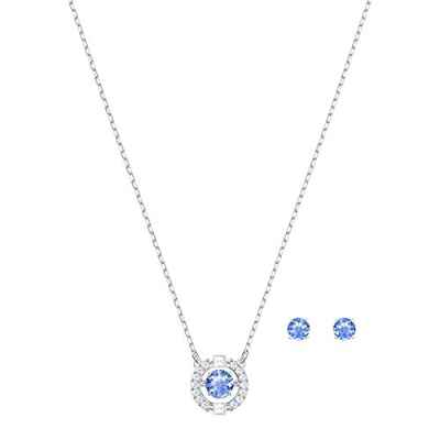 Swarovski Conjunto Swarovski Sparkling Dance Round, Azul, Baño de Rodio