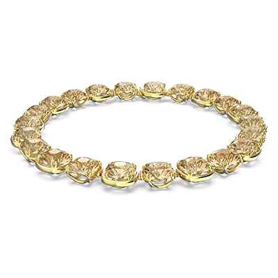 Swarovski Gargantilla Harmonia para Mujer, con Cristal Color Topacio de Talla Cojín, en Baño Tono Oro, Colección Harmonia de Swarovski