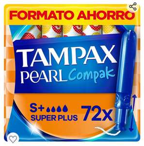 Tampax Compak Pearl Super Plus, 72 Unidades, Tampones con Aplicador, Comodidad, Protección y Discreción