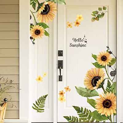 Tanlaby Girasol Pegatinas de Pared Flores Jardín Vinilo Decorativo Hojas Verde Adhesivos Pared para Dormitorio Salón TV Sofá Pared Oficina sala de Estar Pegatinas Pared Decoración