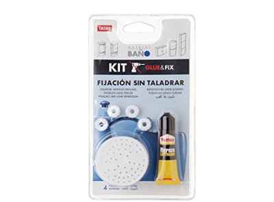 TATAY 4489901 - Kit de adhesivo + bases para fijación sin taladro de armarios de baño Tatay