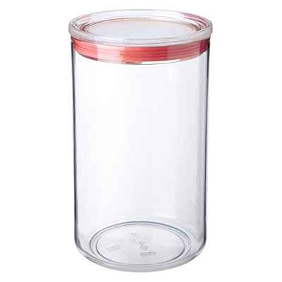 Tatay Bote de Cocina, 2L de Capacidad, Hermético, Libre de BPA, Apto Lavavajillas, Transparente - Rojo. Medidas 12.5 x 12.5 x 22 cm