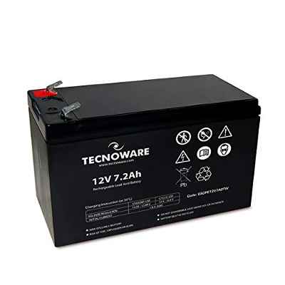 Tecnoware Batería de plomo-ácido 12 V Capacidad 7 Ah - para SAI, Videovigilancia y sistemas de Alarma - Conexión Faston 6.3 mm - Dimensiones 15,1x 9,4 x 6,5 cm