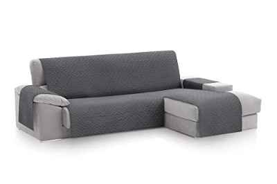 Textilhome - Funda Cubre Sofá Chaise Longue Circus, Protector para Sofás Acolchado Brazo Derecho. Tamaño -200cm. Color Gris (Visto DE Frente)