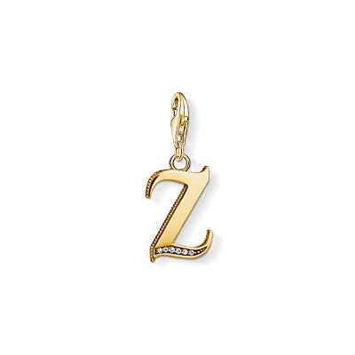 Thomas Sabo - Colgante de Mujer, Plata de Ley 925 con Circonitas Blancas, Dorado, 6 cm, Letra Z
