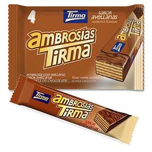 Tirma Ambrosía Chocolate con Leche y Relleno de Crema de Avellanas, 4 Unidades x 21.5g, 86g.