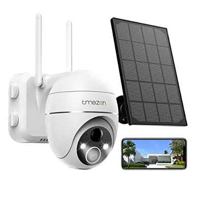TMEZON Cámara Vigilancia WiFi Exterior Solar, 2K/3MP Camara vigilancia bateria,Camara de Vigilancia Exterior 360° Pan&Tilt con PIR Sensor, Visión Nocturna en Color, Audio Bidireccional