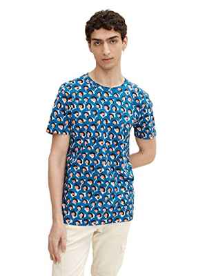 TOM TAILOR Denim 1031138 Camiseta, 29713-Estampado Azul Arty Half Circle, M para Hombre