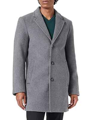 TOM TAILOR Hombre Abrigo de lana 1032502, 30505 - Grey Wool Structure, XL